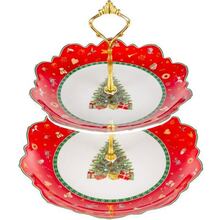 Блюдо LEFARD Christmas Delight двоярусна 21.5/26.5 см Red (985-211)