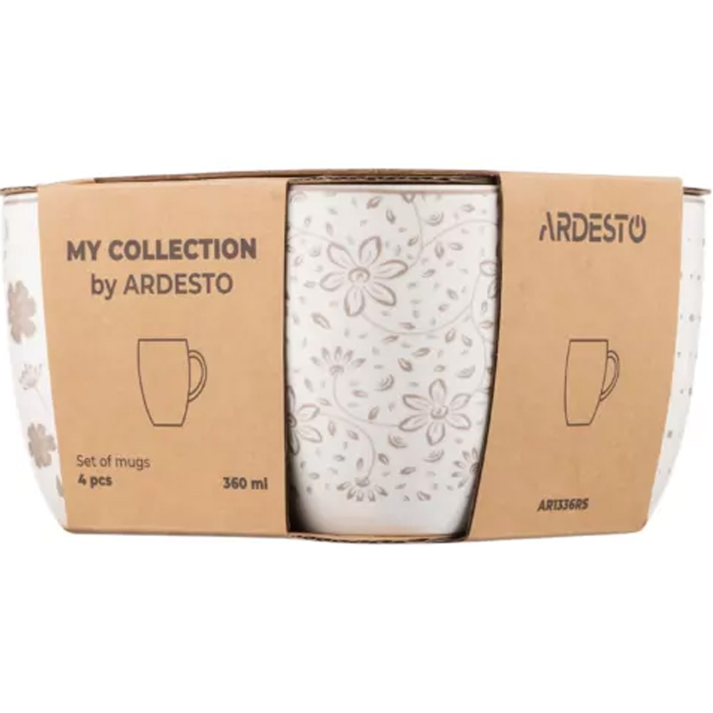 Набір кухлів ARDESTO Ravenna 360мл 4 пр White-beige (AR1336RS)