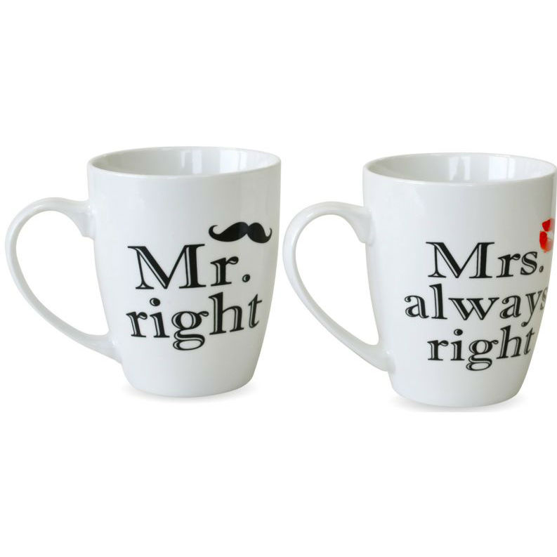 Набір кухлів KERAMIA Mr.right і Mrs.always right 360 мл (21-272-053)