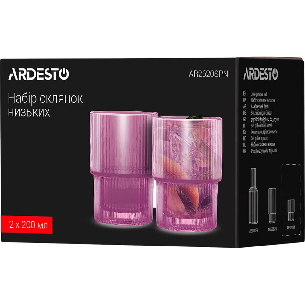 Набор стаканов ARDESTO 2 х 200 мл Pink (AR2620SPN) Предназначение сок