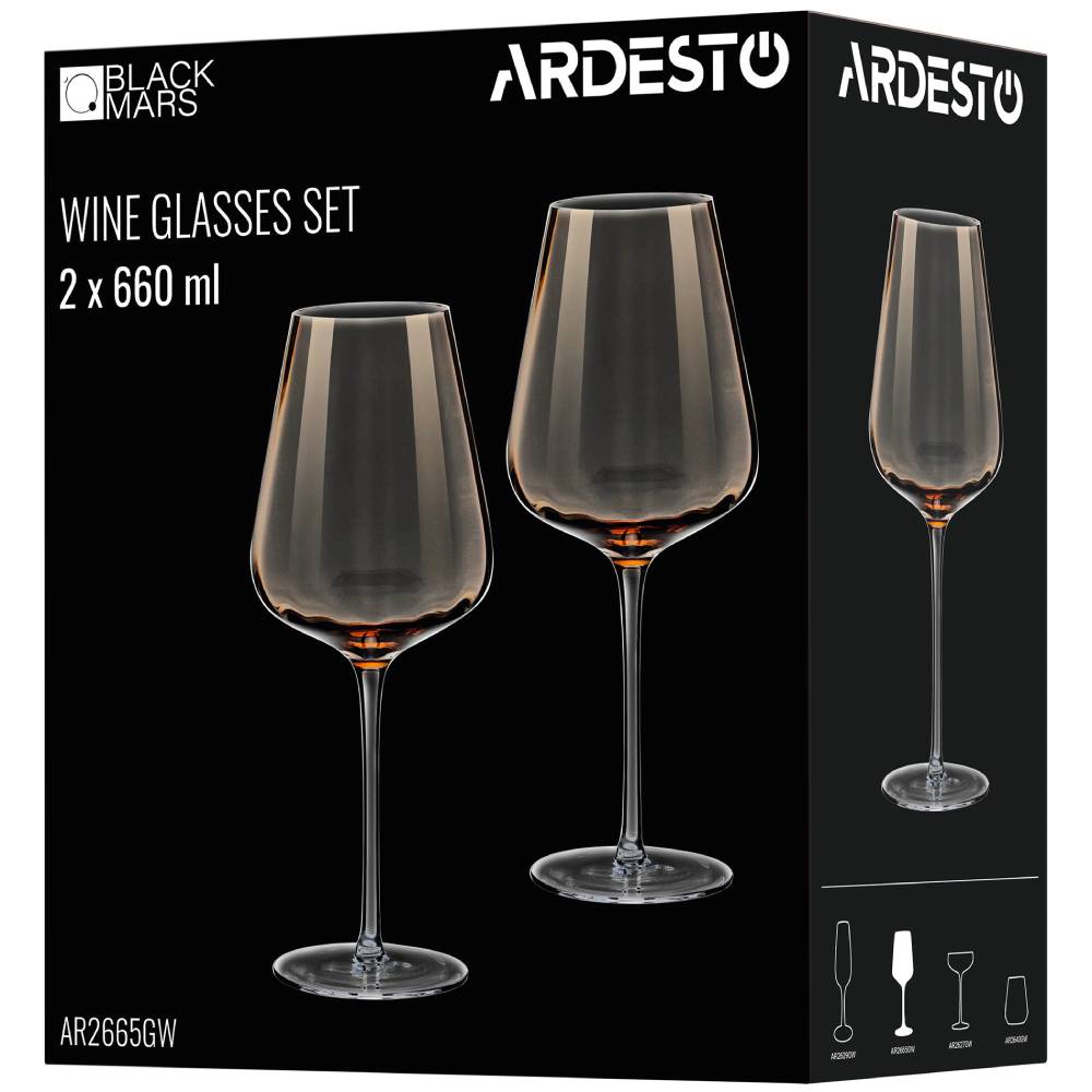 Набір келихів ARDESTO Black Mars Altair 660мл 2шт Gold (AR2665GW) Об'єм 660