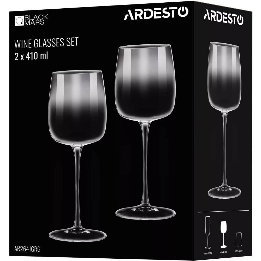 Набор бокалов для вина ARDESTO Black Mars Mira 410мл 2шт Gray (AR2641GRG) Объем 410