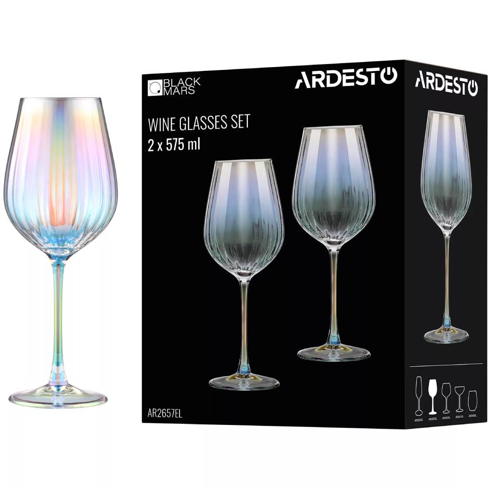 Набір келихів для вина ARDESTO Black Mars Zenith 575мл 2шт Transparent (AR2657EL) Призначення біле вино