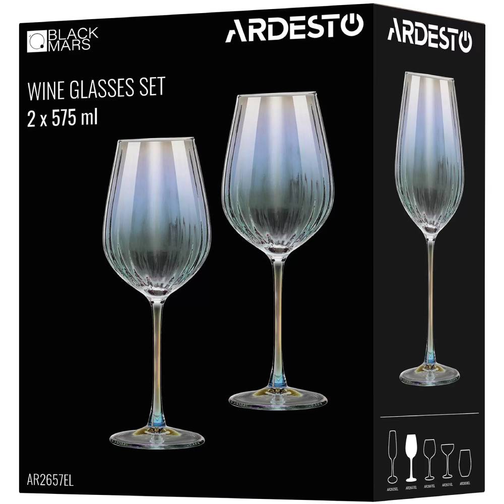 Набір келихів для вина ARDESTO Black Mars Zenith 575мл 2шт Transparent (AR2657EL) Об'єм 575