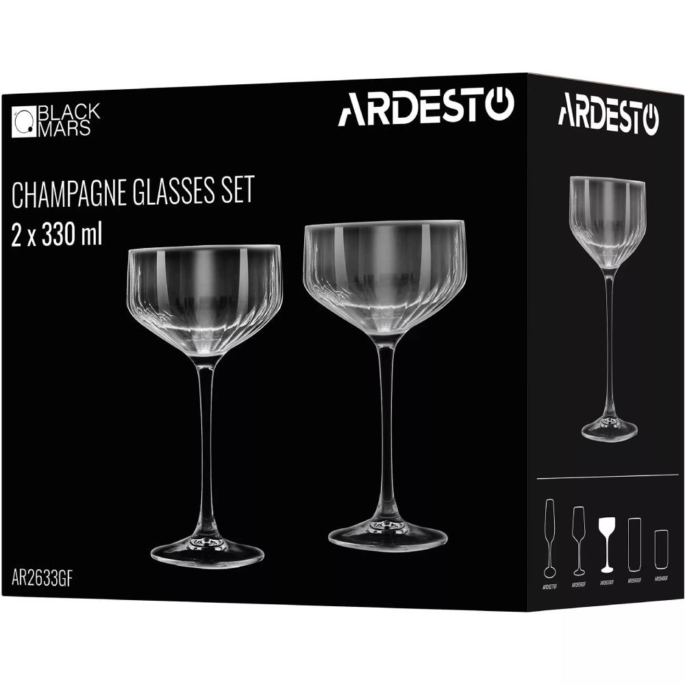 Набір келихів для шампанського ARDESTO Black Mars Alcor 330мл 2шт Gray (AR2633GF) Об'єм 330