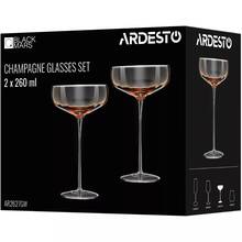 Набор бокалов для шампанского ARDESTO Black Mars Altair 260мл 2шт Gold (AR2627GW)