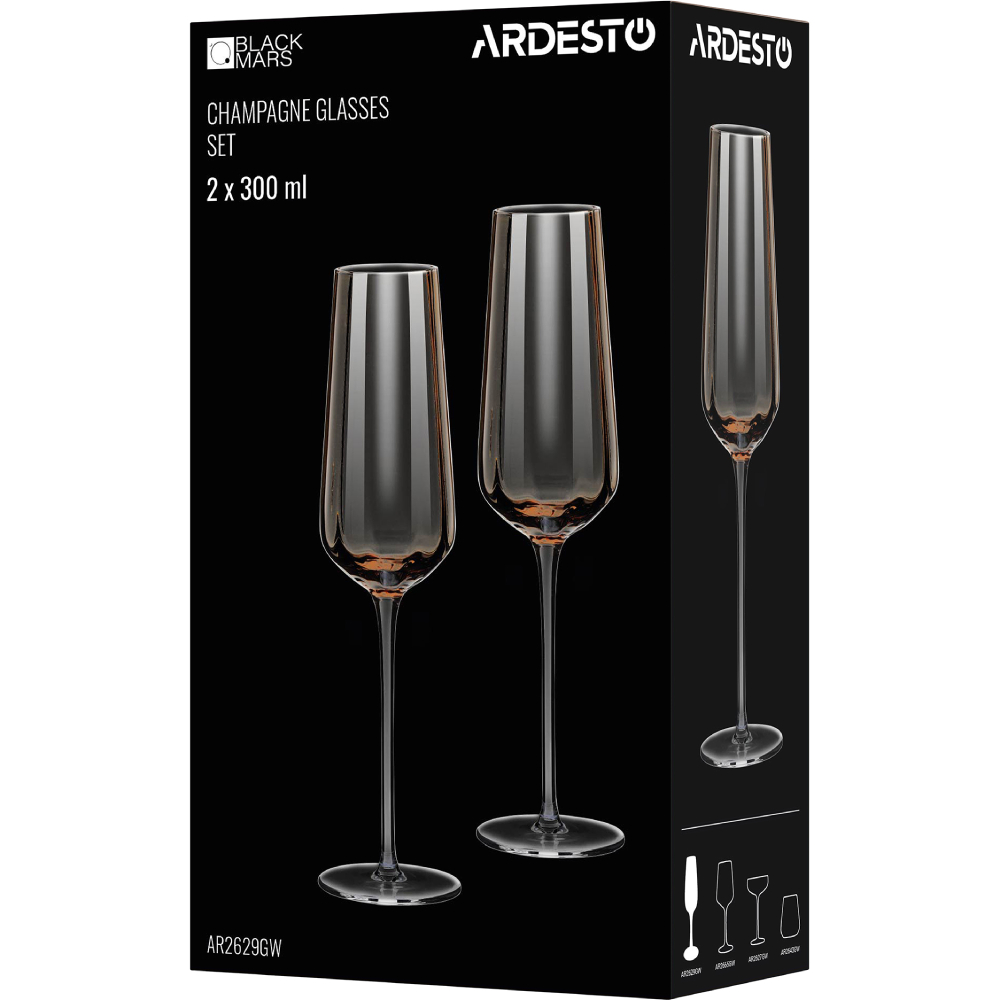 Набор бокалов ARDESTO Black Mars Altair 300 мл 2 шт (AR2629GW) Предназначение шампанское