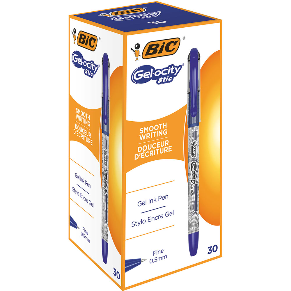 Набор гелевых ручек BIC Gelocity Stic Blue 0.5 мм 30 шт (3086123546295) Игры для развития и творчества письменные принадлежности