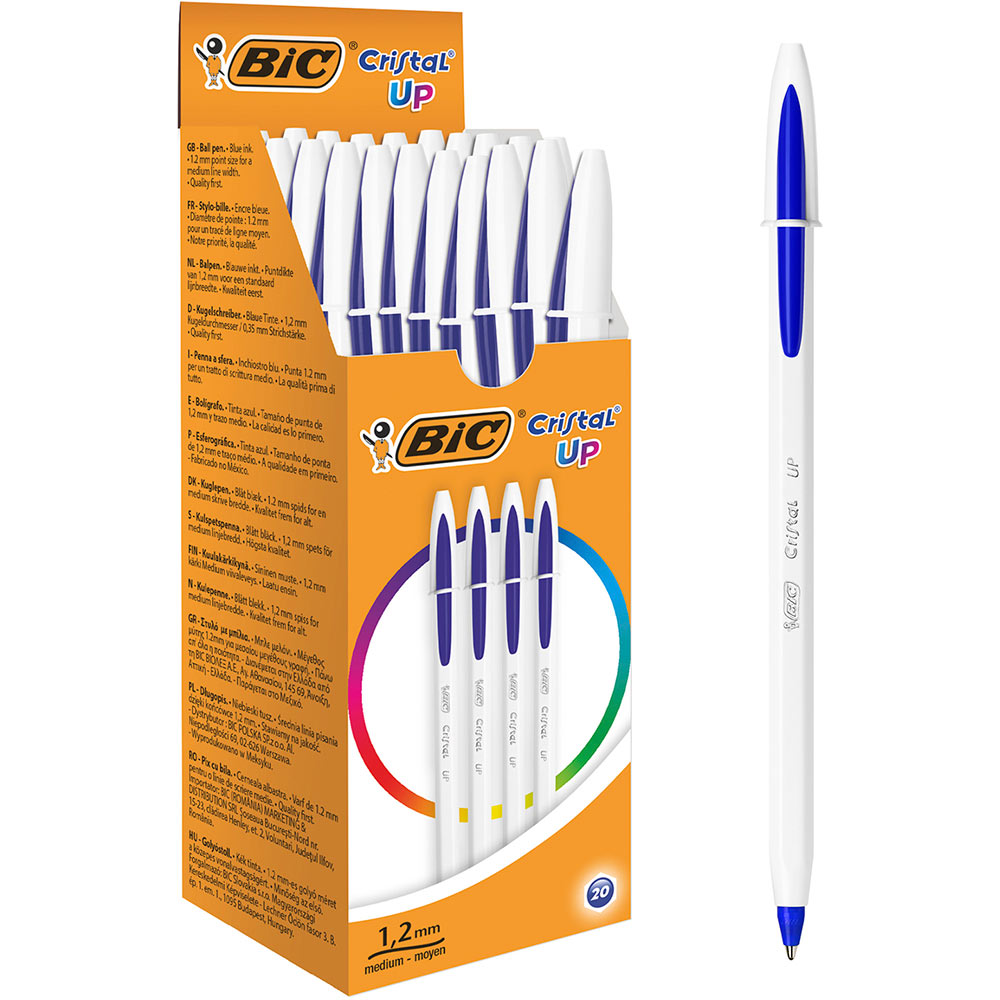 Набір кулькових ручок BIC Cristal Up Blue 1.2 мм 20 шт (3086123494725) Матеріал пластик