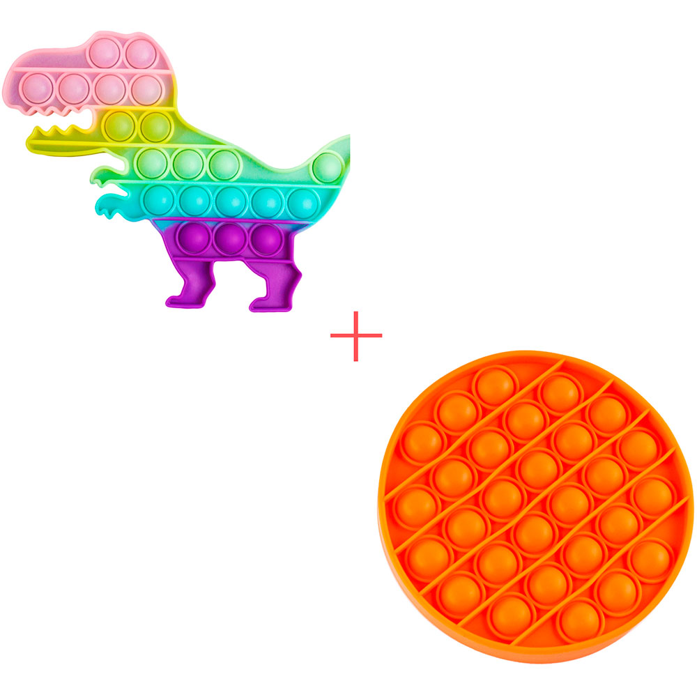 

Набор игрушек SIBELLY 2 в 1 Pop It Динозавр Glow in Dark + Mono круг Orange (SB-PPIT-DN-GD-CRCL-OR), Набір 2 в 1 Іграшка антистрес Pop It Дінозавр