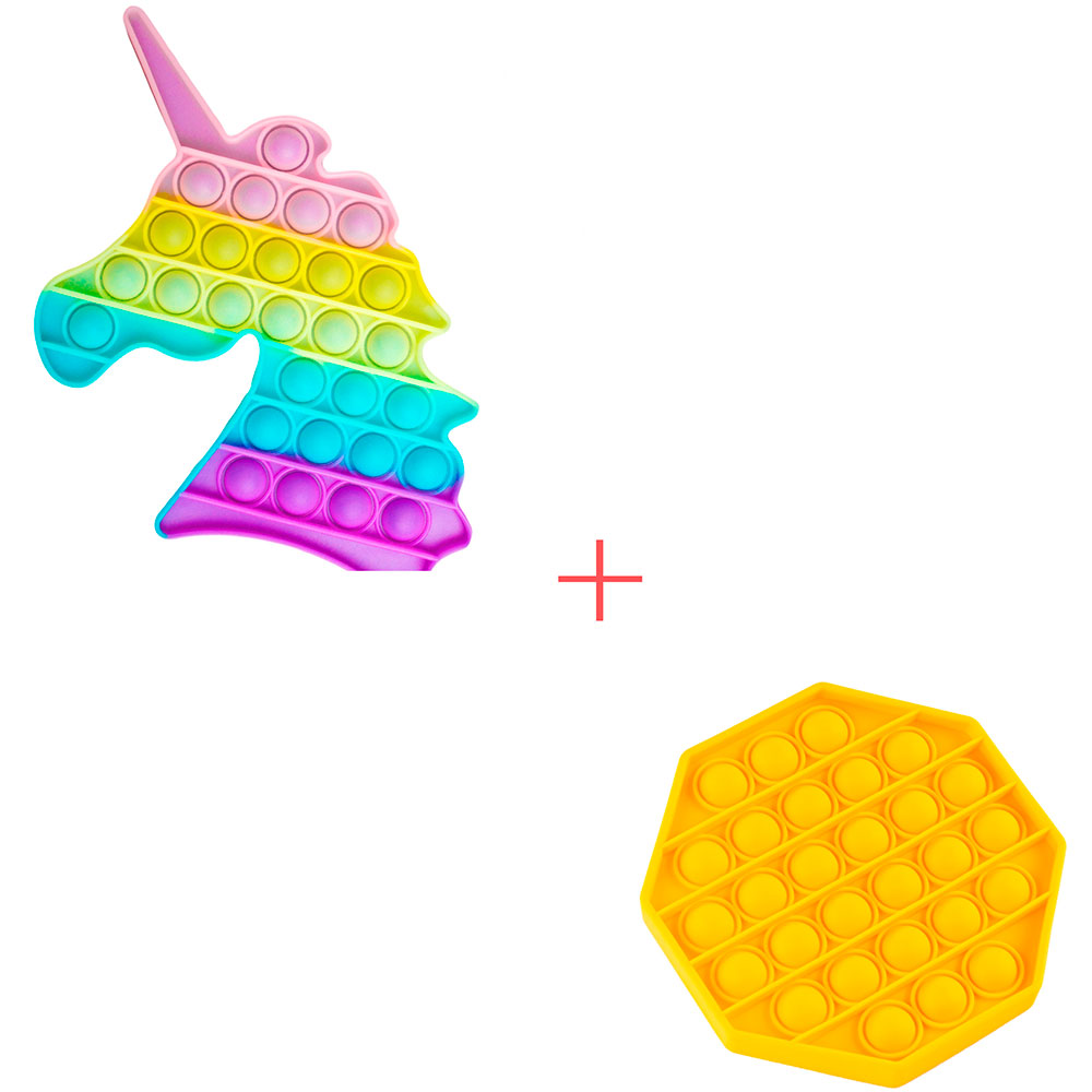 

Набор игрушек SIBELLY 2 в 1 Pop It Единорог Glow in Dark + Mono Восьмиугольник Yellow (SB-PPIT-UNCRN-GD-OCT-YL), Набір 2 в 1 Іграшка антистрес Pop It Єдиноріг