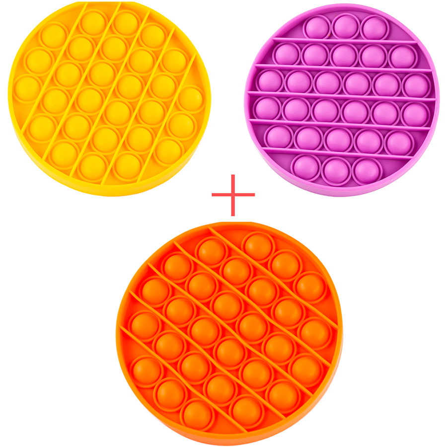 

Набор игрушек SIBELLY 3 в 1 Pop It Mono Круг Orange + Violet + Yellow (SB-PPIT-CRCL-OR-VLT-YL), Набір 3 в 1 Іграшка антистрес Pop It Mono