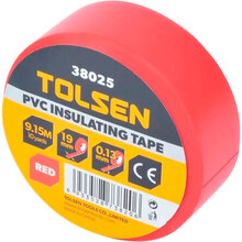Изолента TOLSEN 19 мм х 9.2 м 0.13 мм Red (38025)