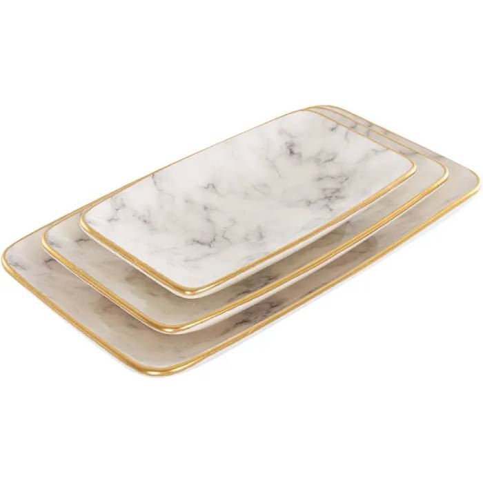 Набір страв ALBA CERAMIC Marble прямокутний 3 шт Gray (769-027)