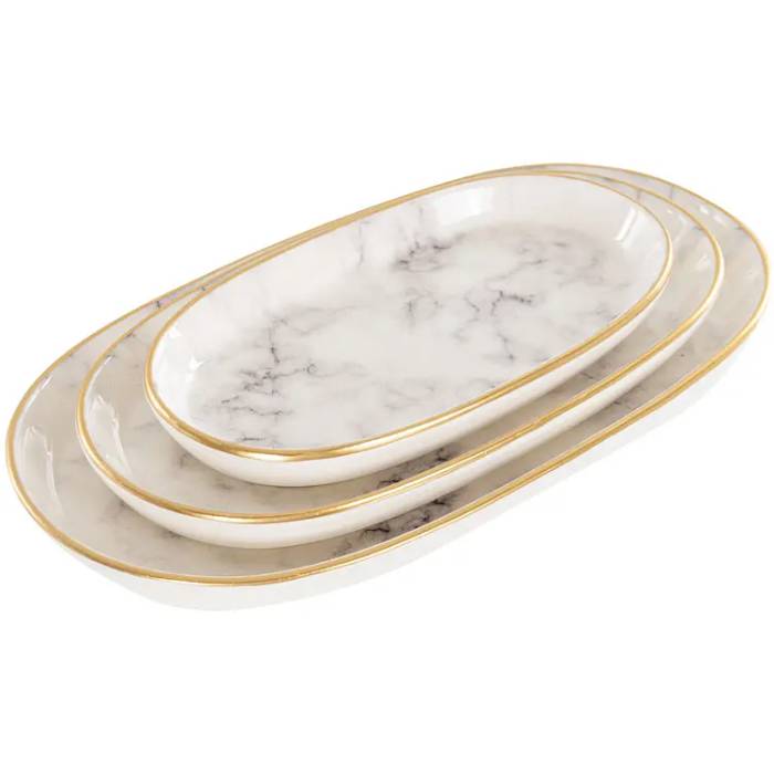 Набір страв ALBA CERAMIC Marble овальний 3 шт Gray (769-028)