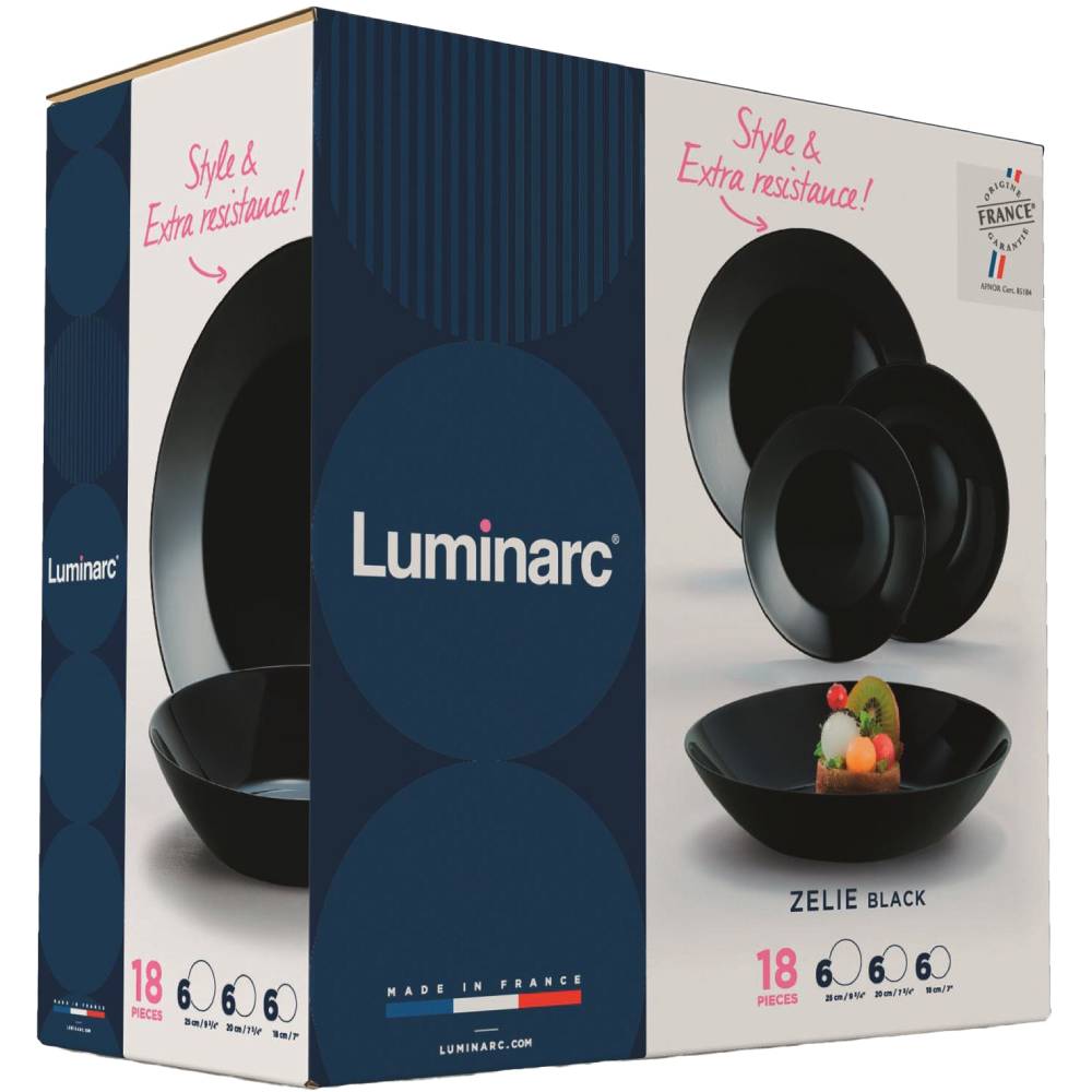 Сервіз LUMINARC ZELIE 18 пр. Black (V3894) Комплектація тарілка столова мілка