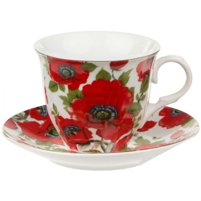 

Сервиз ОСЕЛЯ Красный мак (21-245-020), Чашка 220мл з блюдцем"Червоний мак"21-245-020