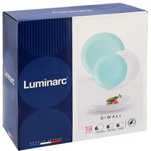 Сервиз LUMINARC DIWALI LIGHT TURQUOISE & WHITE 18 пр (P5912)