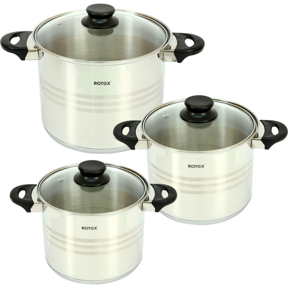 

Набор кастрюль ROTEX RC022-6XL Milano 3.5+4.6+8 л, RC022-6XL Milano