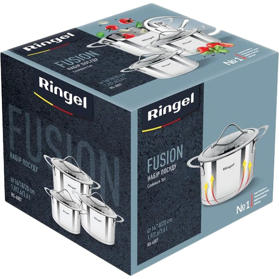 Набор кастрюль RINGEL Fusion 1.9+2.6+3.6 л (RG-6007) Количество кастрюль 3