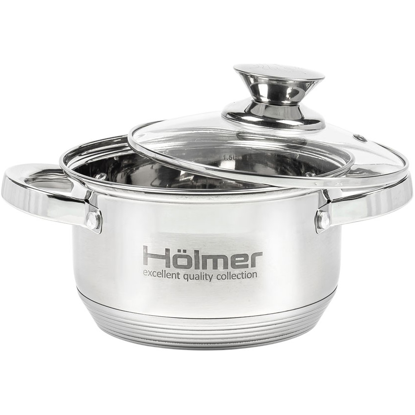Набор кастрюль HOLMER CS-1452-SS 2+3.8 л Источник тепла подходит для индукции и прочих