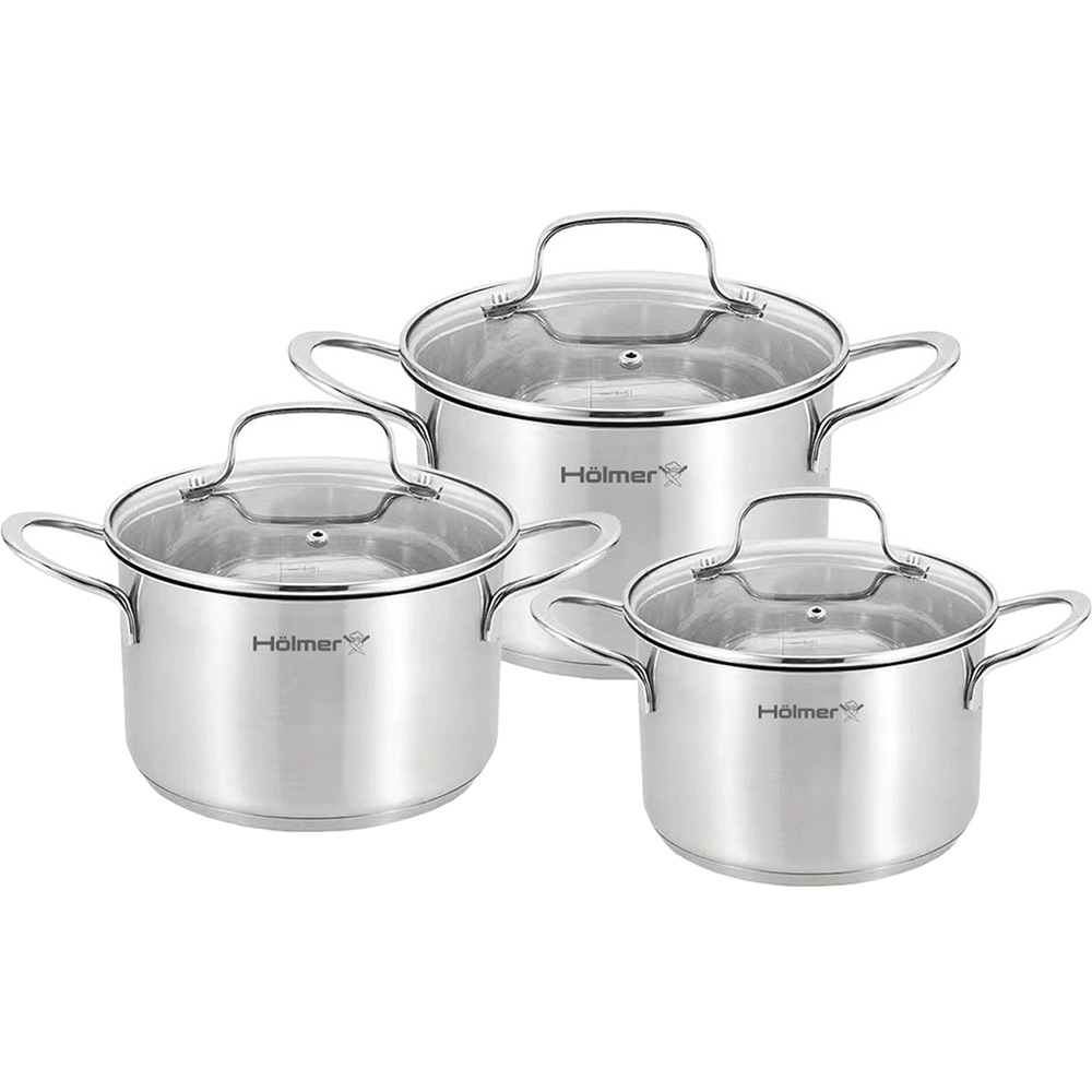 Набір каструль HOLMER CS-41051-SS Elegance 2+2,8+3,8 л Набір каструль HOLMER CS-41051-SS Elegance 2+2,8+3,8 л