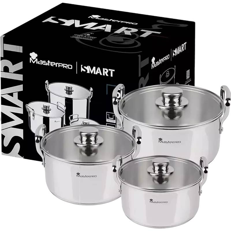 Набір каструль MASTERPRO Smart 3+6.5+11.5 л (BGMP-2145) Посуд в наборі каструля