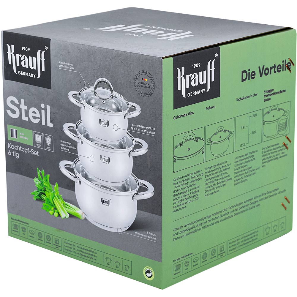 Фото 42 Набір каструль KRAUFF Steil 1,7+2,5+3,4 л (26-238-078)