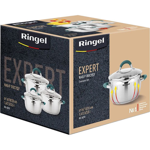 Набор кастрюль RINGEL Expert 1.6+2.5+3.5 л (RG-6010) Совместимость варочная поверхность