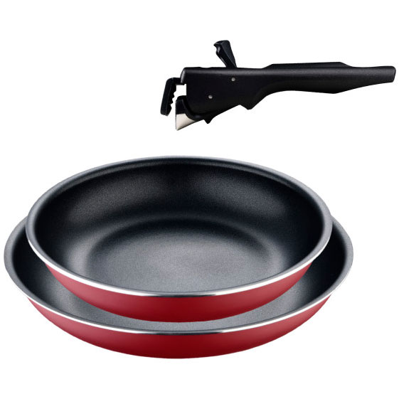 Набор сковородок Bergner Click & Cook 22 см + 26 см + ручка Red (BG-31605-RD)