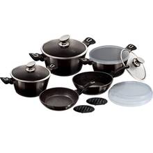 Набор посуды BERLINGER HAUS Metallic Line Shiny Black Collection 13 пр. (BH-7032)