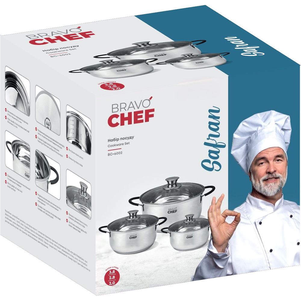 Фото Набор кастрюль BRAVO CHEF Safran 6 пр (BC-6002)