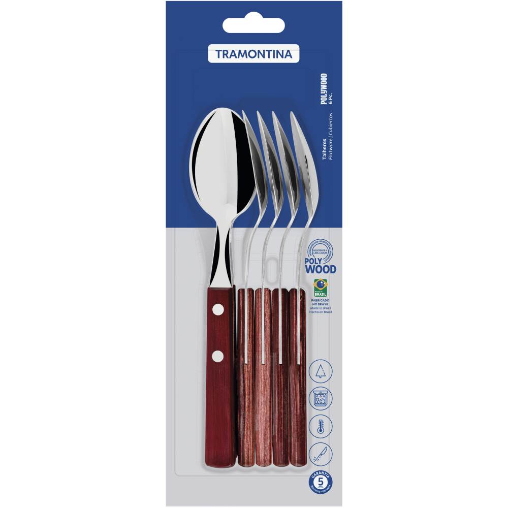 Набор столовых ложек TRAMONTINA POLYWOOD 6 пр. красное дерево (21103/670) Материал ручки дерево