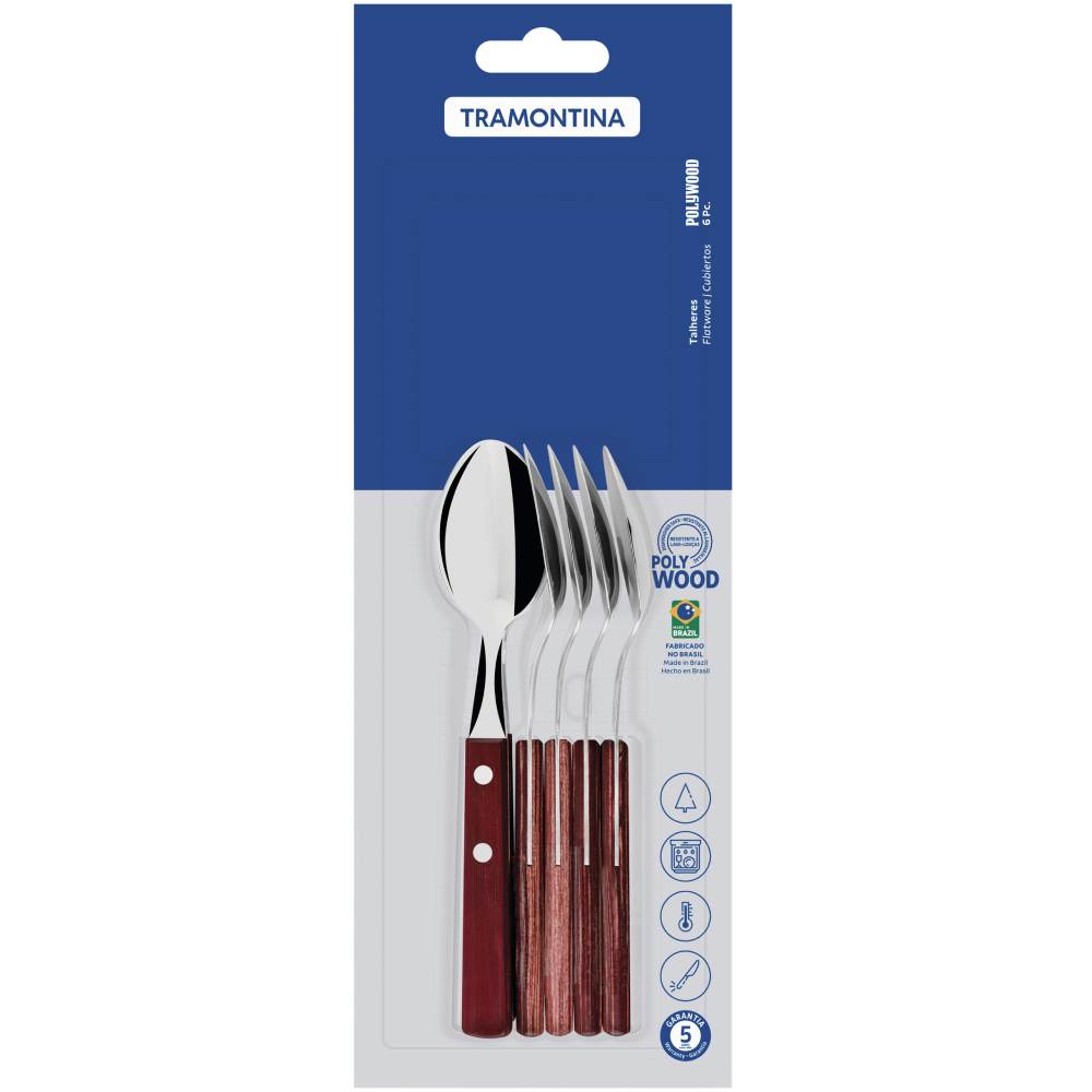 Набор чайных ложек TRAMONTINA POLYWOOD 6 пр. красное дерево (21107/670) Материал ручки дерево