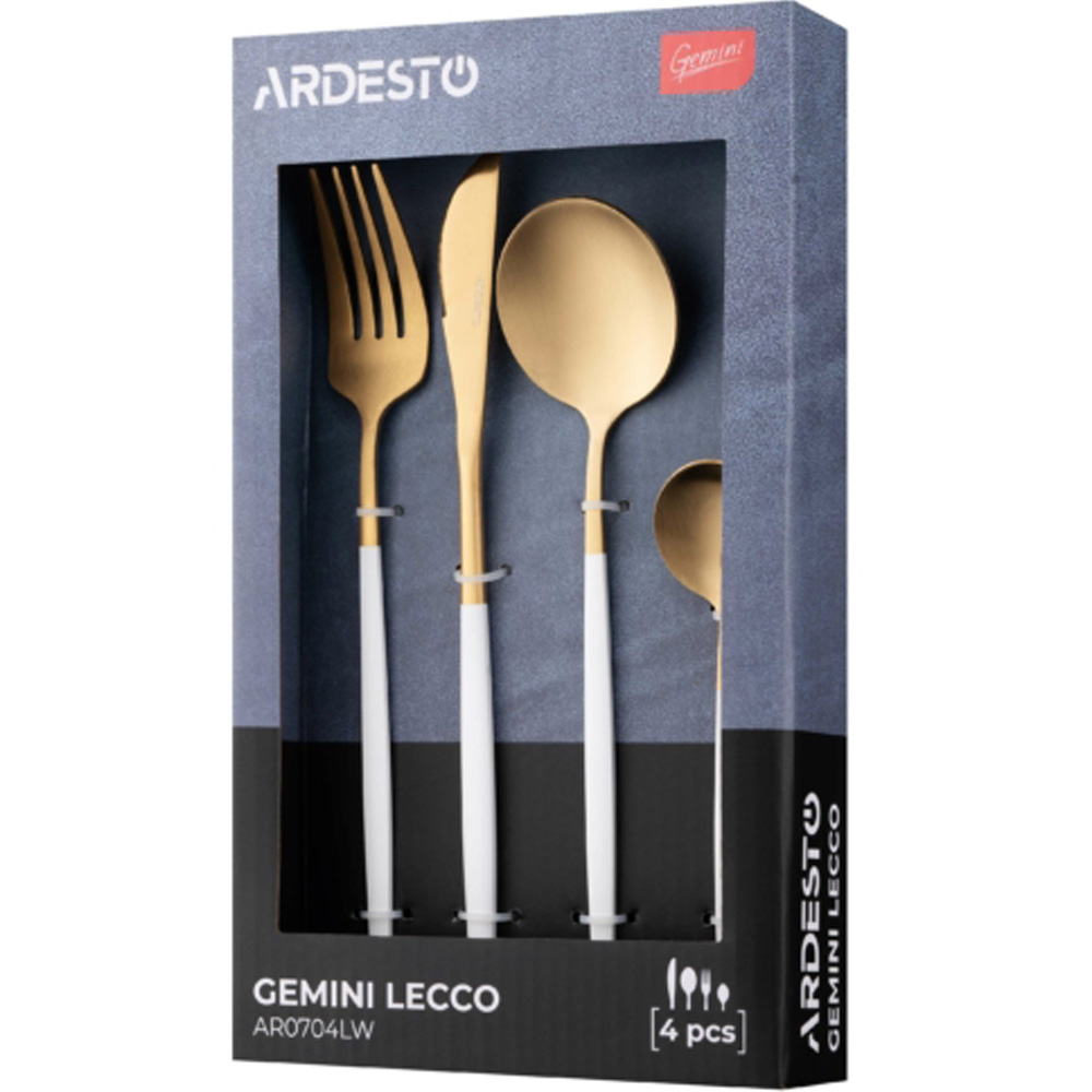 Внешний вид Набор столоовых приборов ARDESTO Gemini Lecco 4 пр (AR0704LW)golden white