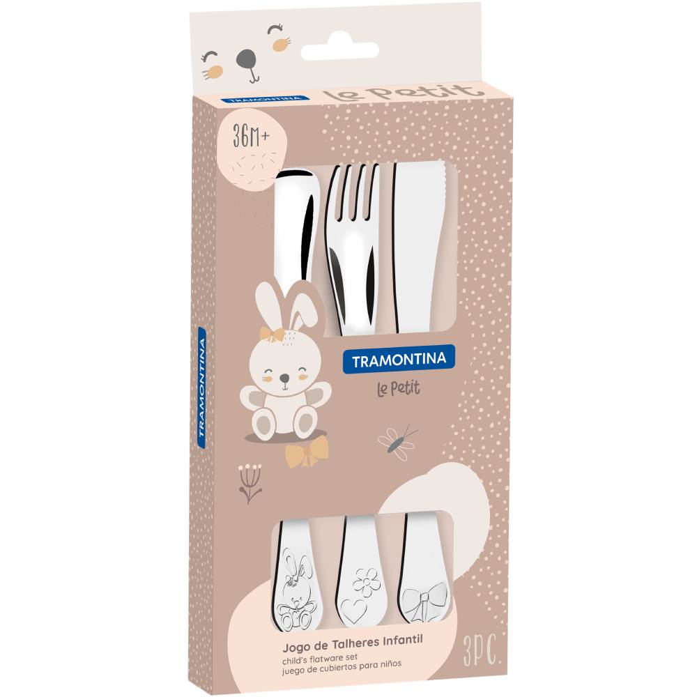 Набір дитячих столових приборів TRAMONTINA BABY Le Petit pink 3 пр. (66973/005) Матеріал нержавіюча сталь