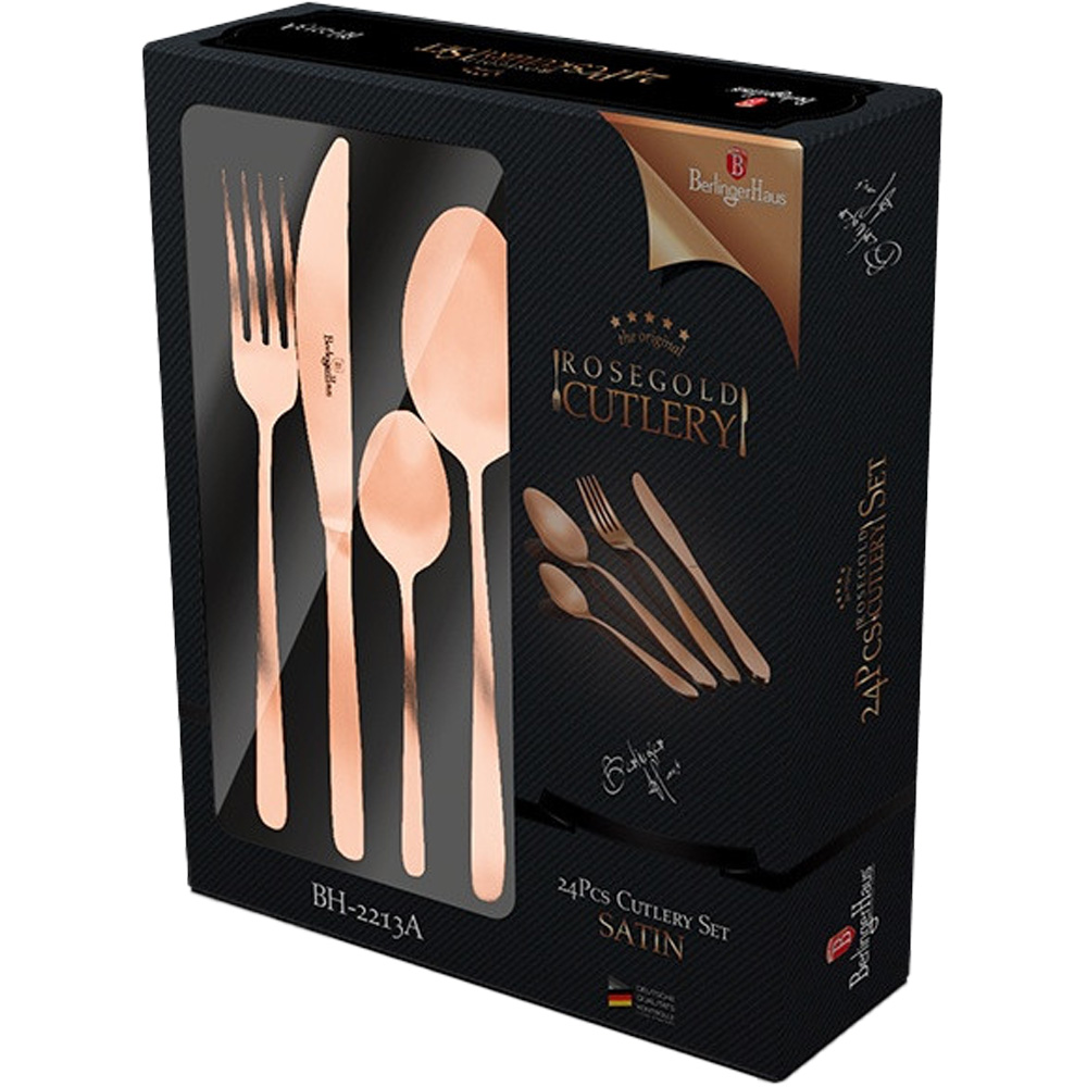 Набір столових приладів BERLINGER HAUS 24 пр Rose Gold (BH 2213A) Товщина вилки 3