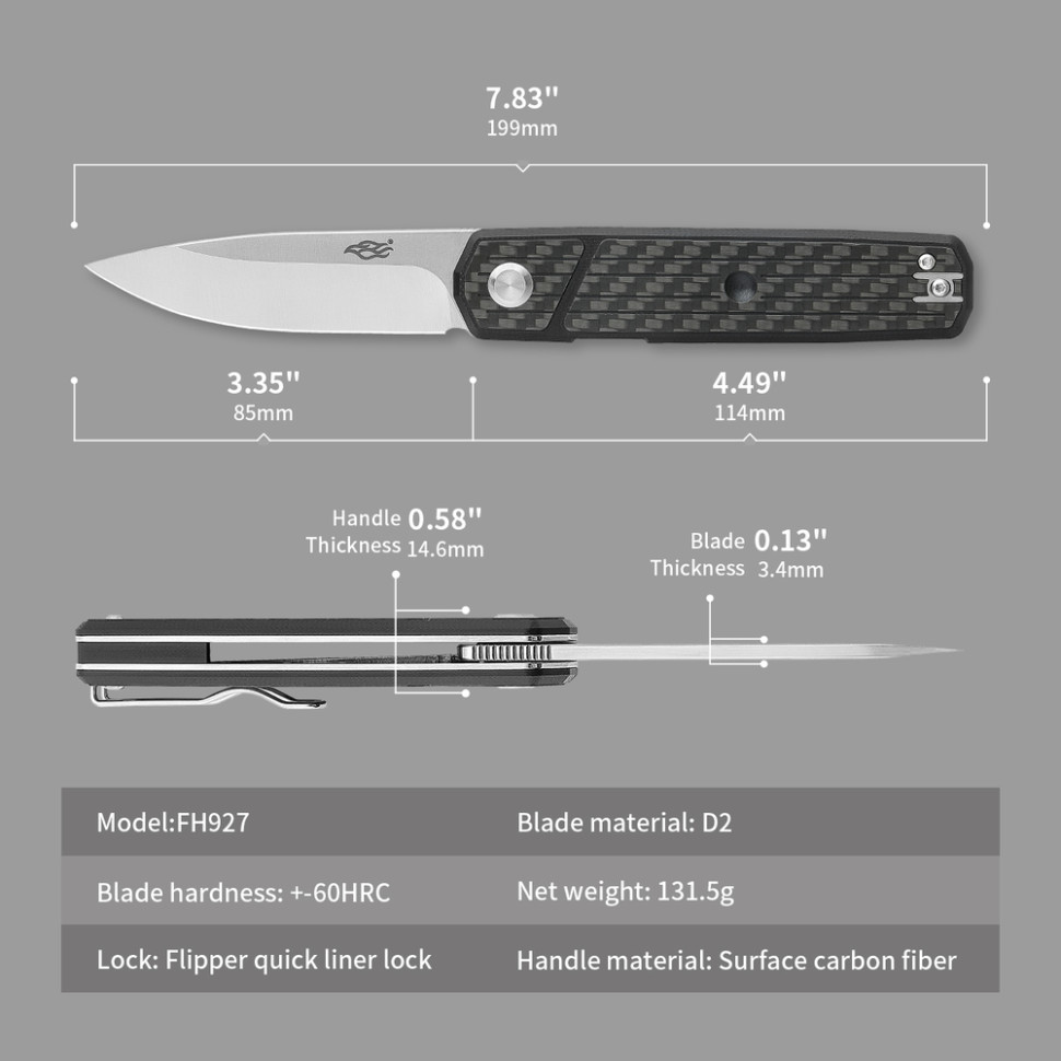 Ніж складаний GANZO Firebird Black Carbon (FH927-CF) Призначення кишеньковий ніж (EDC)