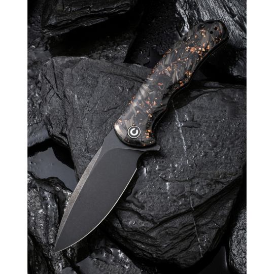 У Фокстрот Ніж складаний CIVIVI Praxis Shredded Carbon Fiber Black/Gold (C803I)