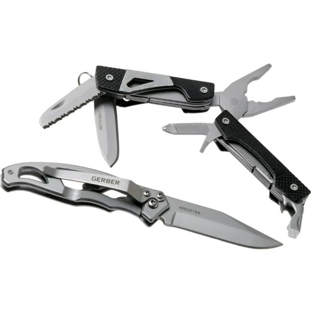 Нож GERBER Paraframe Mini + мультитул Vise (1024632) Дополнительно мультитул: гладкое лезвие, зубчатое лезвие, ушко для темляка, плоскогубцы с иглами, плоскогубцы, маленькая плоская отвертка, крестовая отвертка, открывалка, средняя плоская отвертка