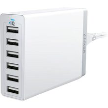 Зарядний пристрій Anker PowerPort 6 - 60W 6-port USB Power IQ V3 White (A2123L22)