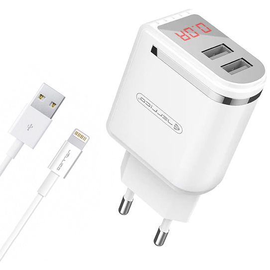 

Зарядное устройство JELLICO WJ-C80 LED 2USB 2.4A + Lightning cable White (RL054500), WJ-C80 LED 2USB 2.4A + Lightning cable White