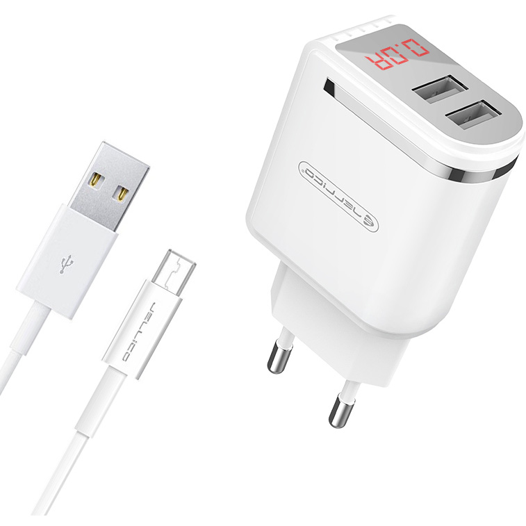 

Зарядное устройство JELLICO WJ-C80 LED 2USB 2.4A + micro USB cable White (RL057587), WJ-C80 LED 2USB 2.4A + micro cable White