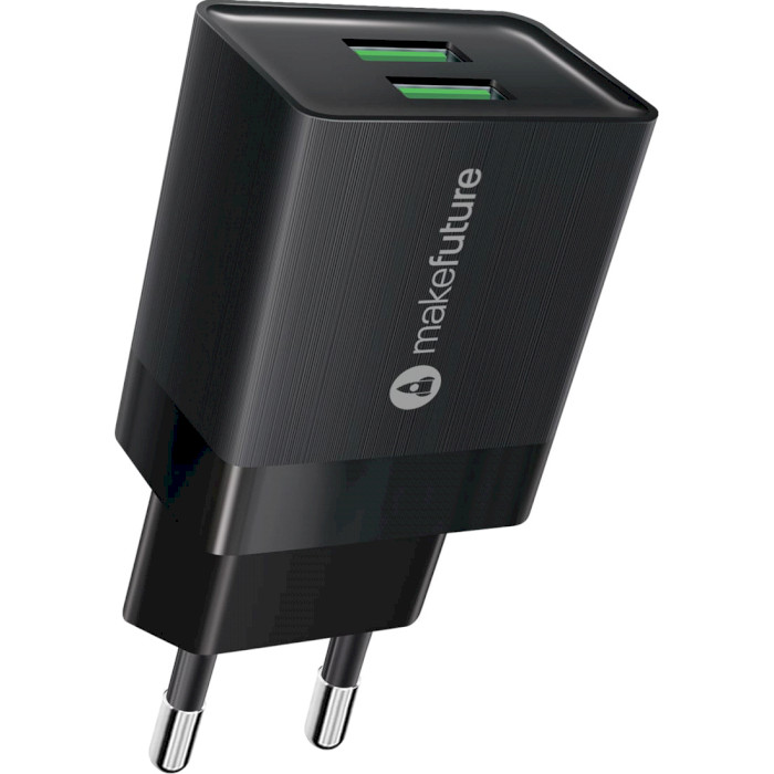 

Зарядное устройство MAKEFUTURE 2.4A 2USB Auto-ID Black (MCW-22BK), Зарядний пристрій мереж. 2.4A 2USB Auto-ID Black