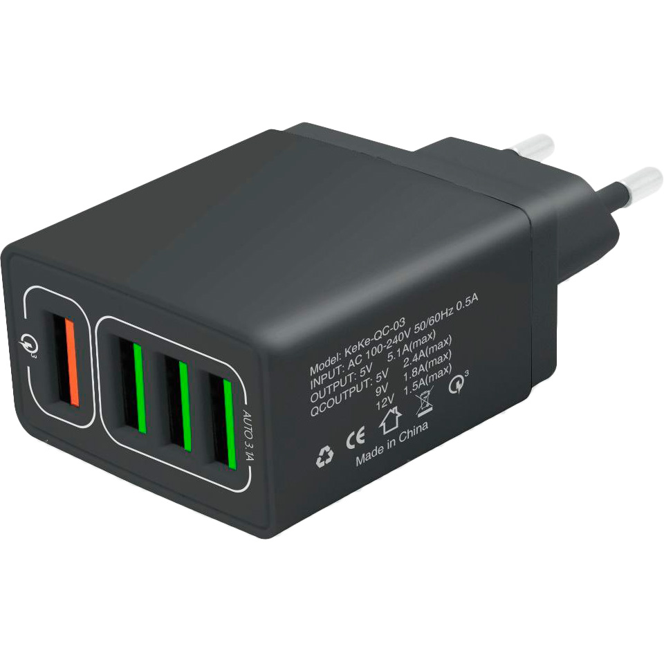 Мережевий зарядний пристрій XOKO QC-405 4 USB Quick Charge QC3.0 6.2 A Black (QC-405-BK)