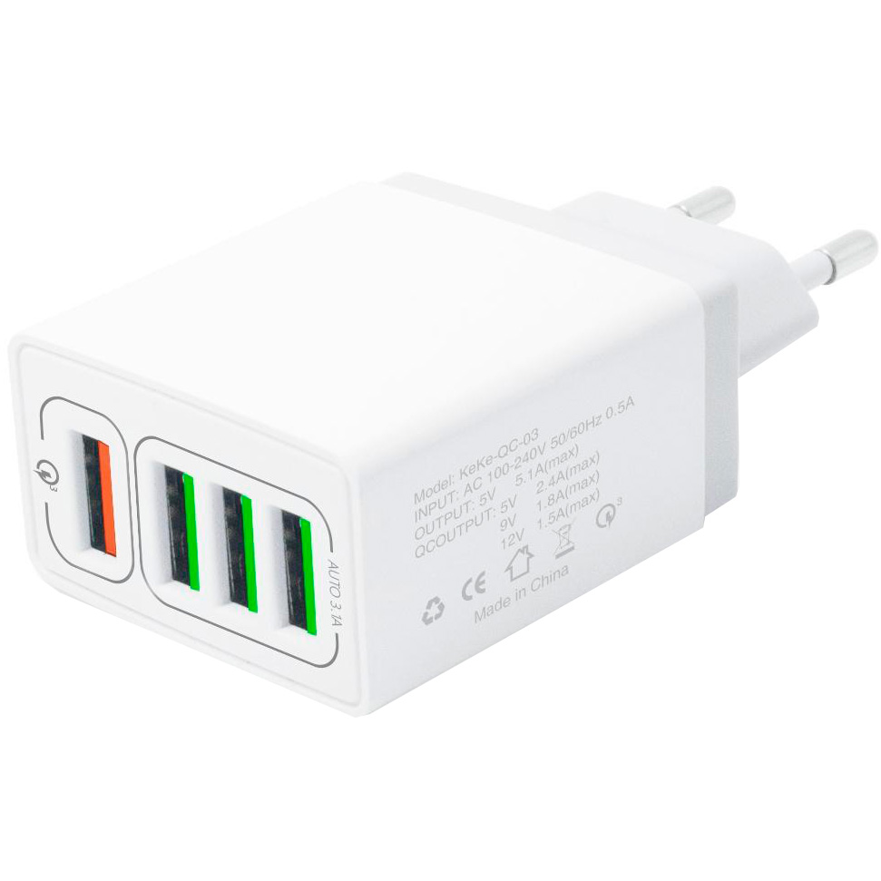 Сетевое зарядное устройство XOKO QC-405 4 USB Quick Charge QC3.0 6.2A White (QC-405-WH)