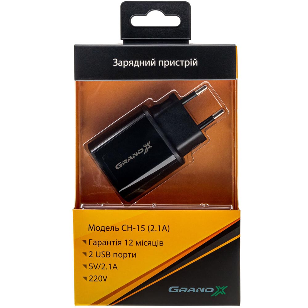 Сетевое зарядное устройство GRAND-X CH-15B Поддержка быстрой зарядки False