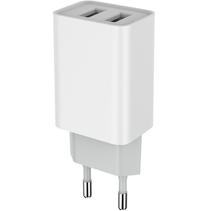 Сетевое зарядное устройство COLORWAY 2 USB AUTO ID 2.1 A 10W White Кабель отсутствует