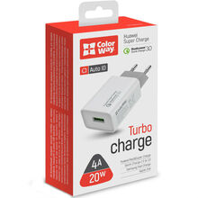 Сетевое зарядное устройство COLORWAY 1 USB Huawei Super/Quick 3.0 4A 20W White