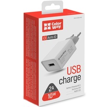 Сетевое зарядное устройство COLORWAY 1 USB AUTO ID 2A 10W White